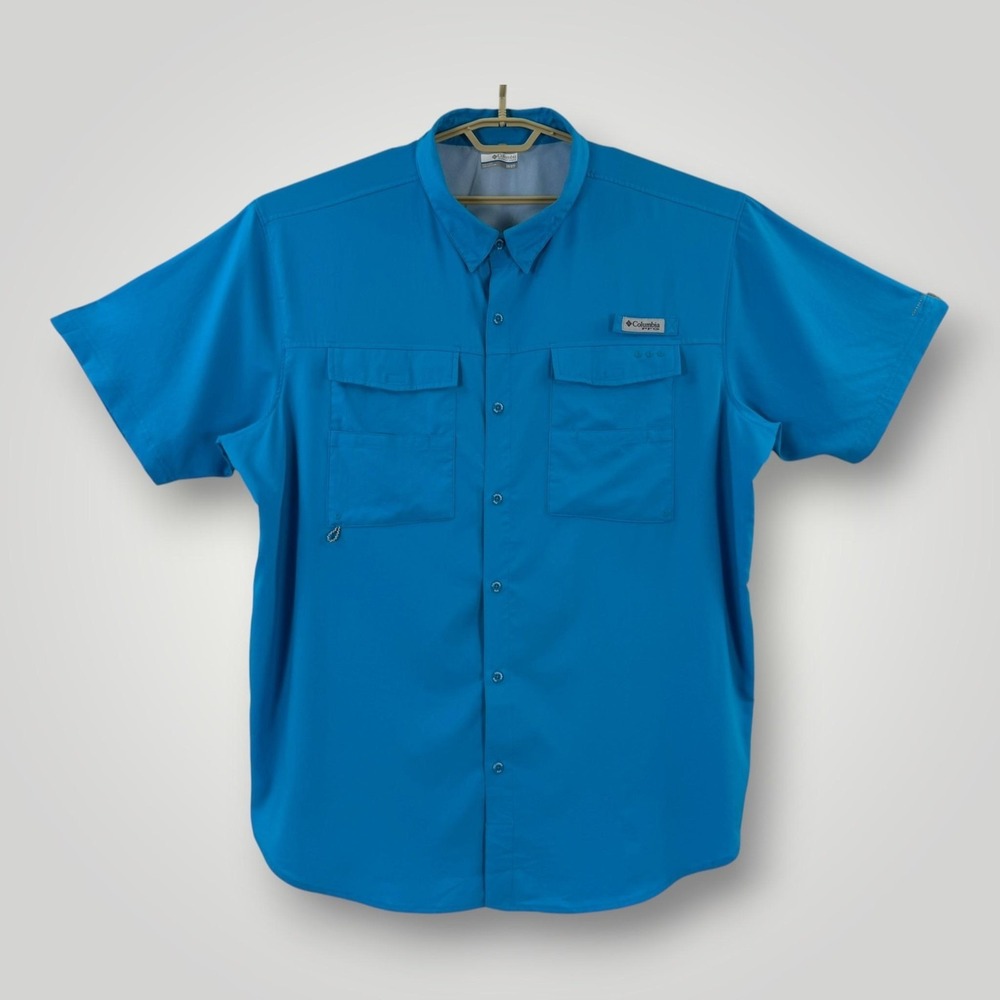 Columbia PFG Fishing Shirt Mens 3XL Blue Omni-Shade Vented‎ Performance